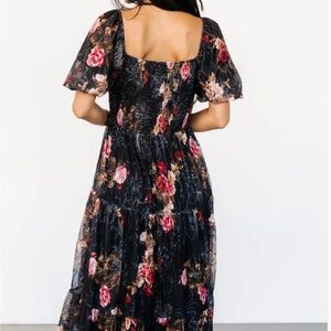 Black and Pink Flutter Sleeve Maxi Sundress